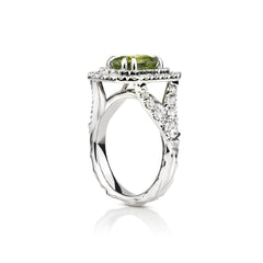 White Gold Signature Ring With Sapphire And Diamonds