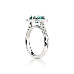 White Gold Signature  Ring With Sapphire And Diamonds