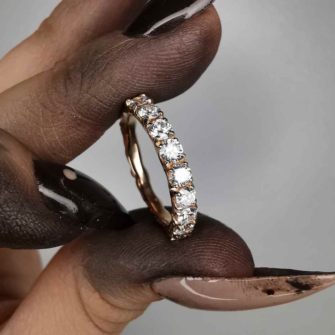 1/2 Eternity Rose Gold Ring With 3mm Lab. Grown Diamonds