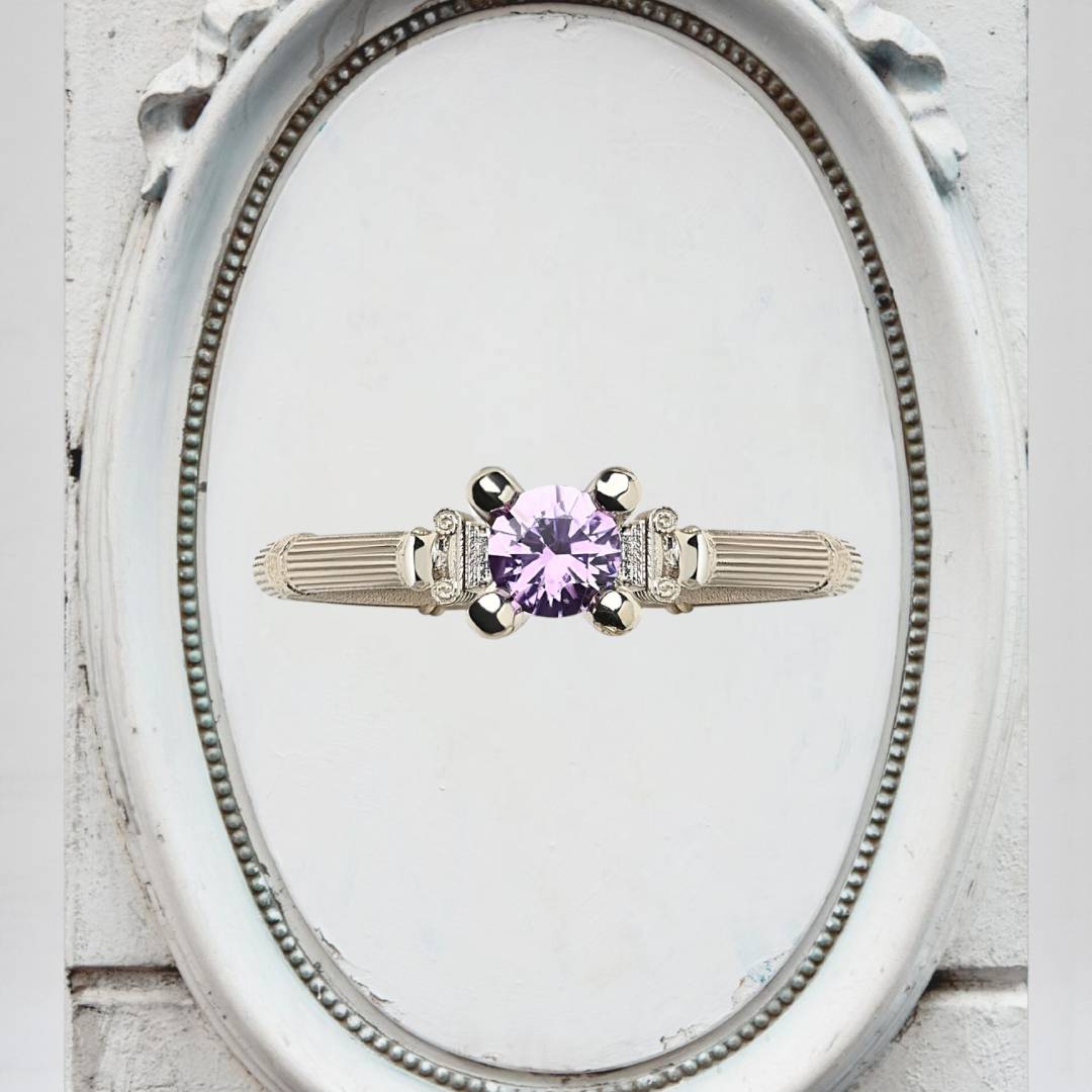 Column IV White Gold Ring With 5mm Sapphire