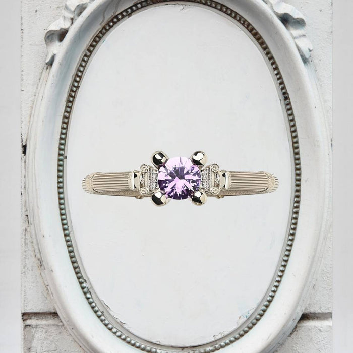 Column IV White Gold Ring With 5mm Sapphire