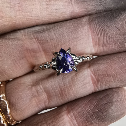 White Gold Signature Ring With Sapphire