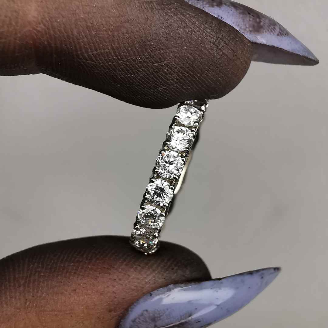 White Gold 1/2 Eternity Ring With Natural Champagne Diamonds