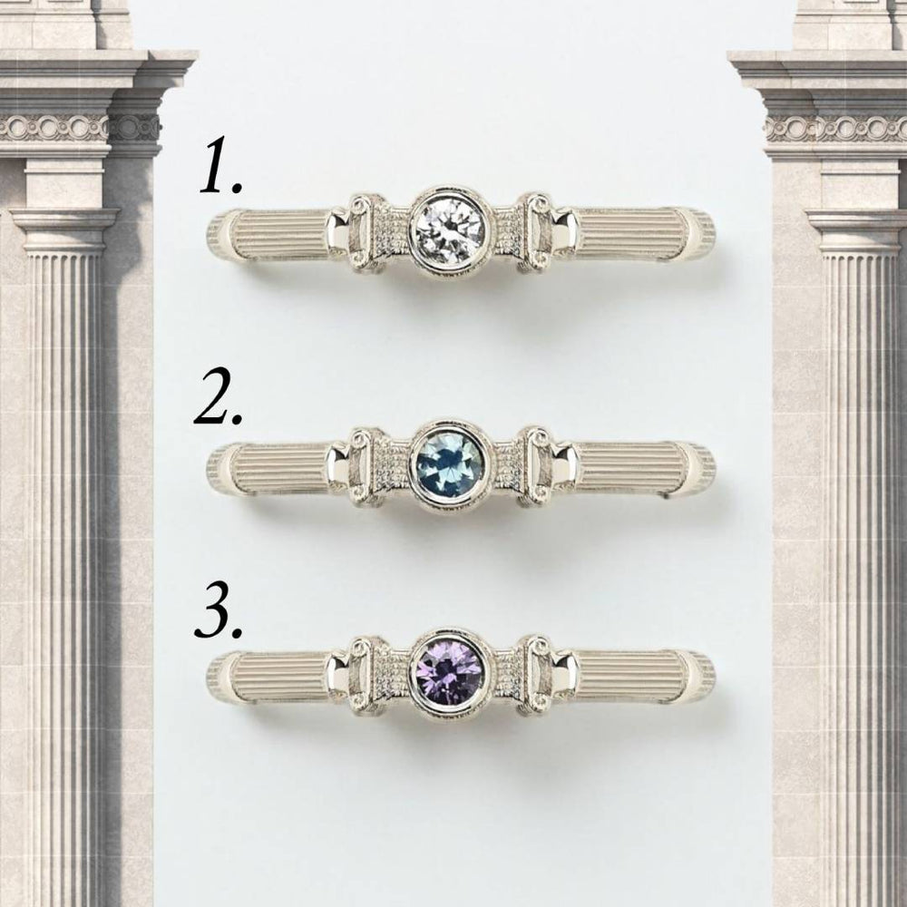 White Gold Column  Midi Ring With 3mm Diamond And Sapphires