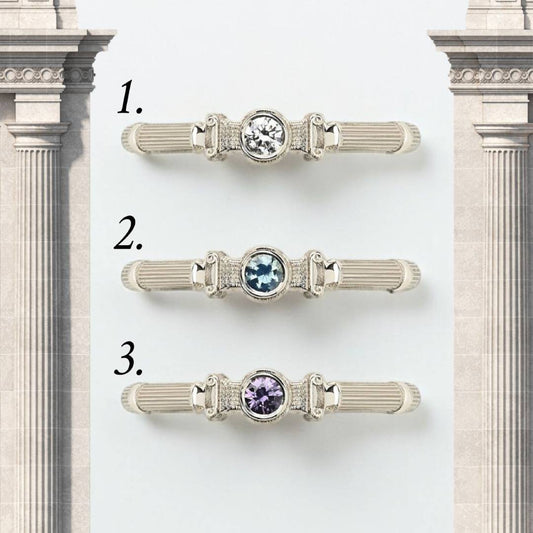  Balto Aukso Column Midi Žiedas Su Deimantu ir Safyrais