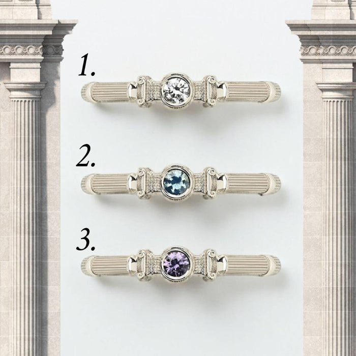 White Gold Column  Midi Ring With 3mm Diamond And Sapphires