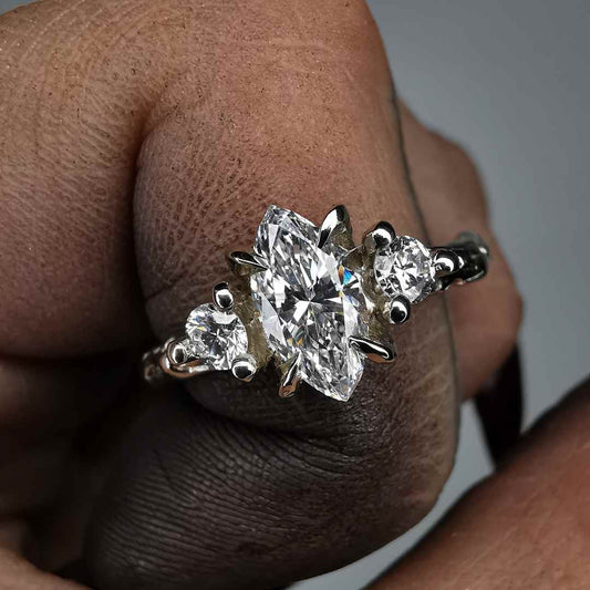 " The Marquise Letter " White Gold Ring With Lab. Grown Diamonds
