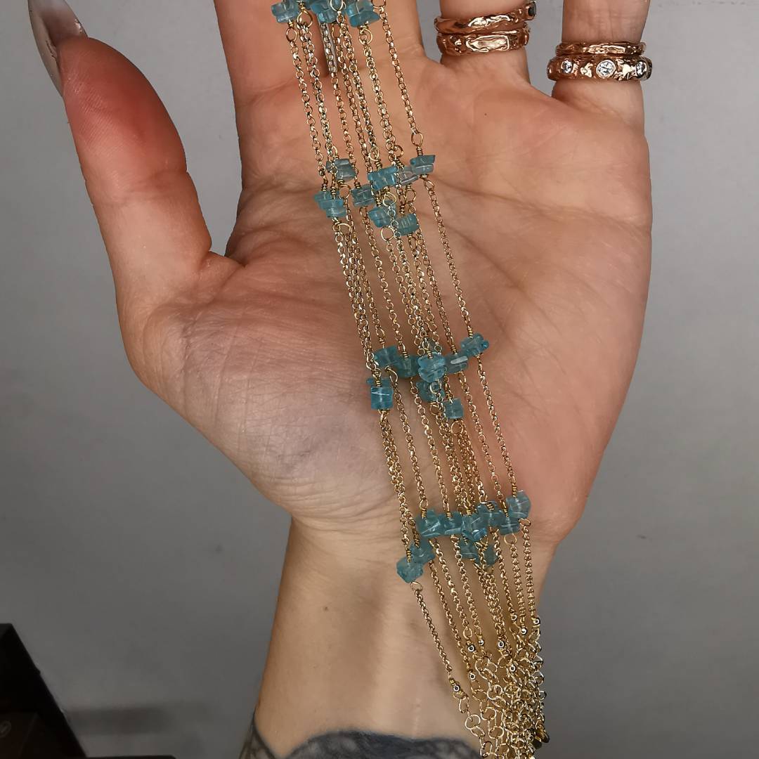 Yellow Gold Plated Silver Bracelet With Apatite