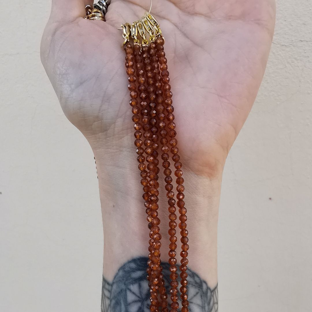Orange Garnet Bracelet Yellow Gold Plated Silver
