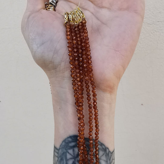Orange Garnet Bracelet Yellow Gold Plated Silver