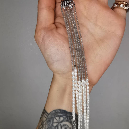 Labradorite And Pearls Silver Bracelet