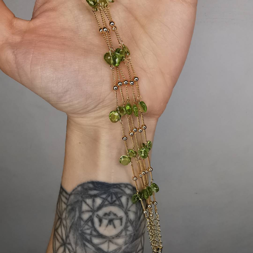 Yellow Gold Plated Silver Bracelet With Peridot
