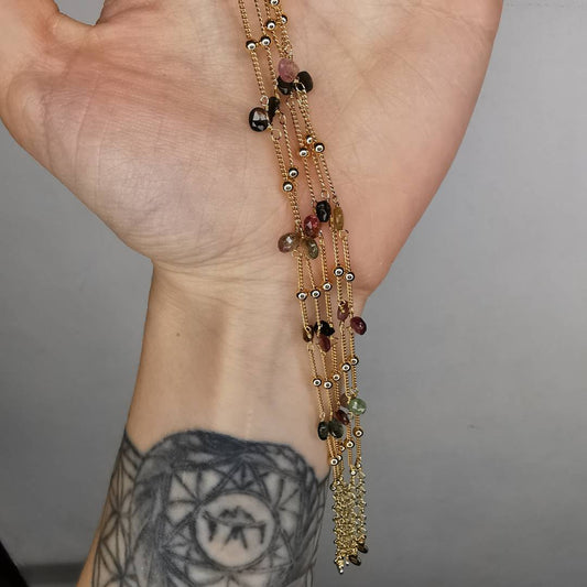 Yellow Gold Plated Silver Bracelet With Tourmaline