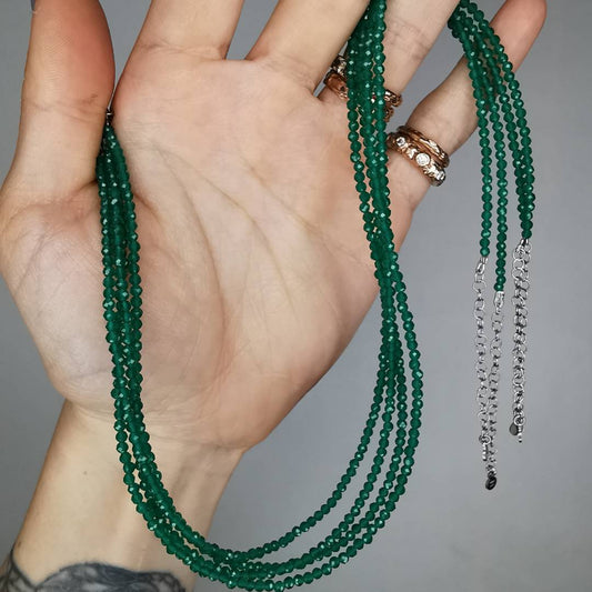 Green Agate Silver Necklace
