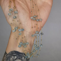 Yellow Gold Plated Silver Necklace With Aquamarine