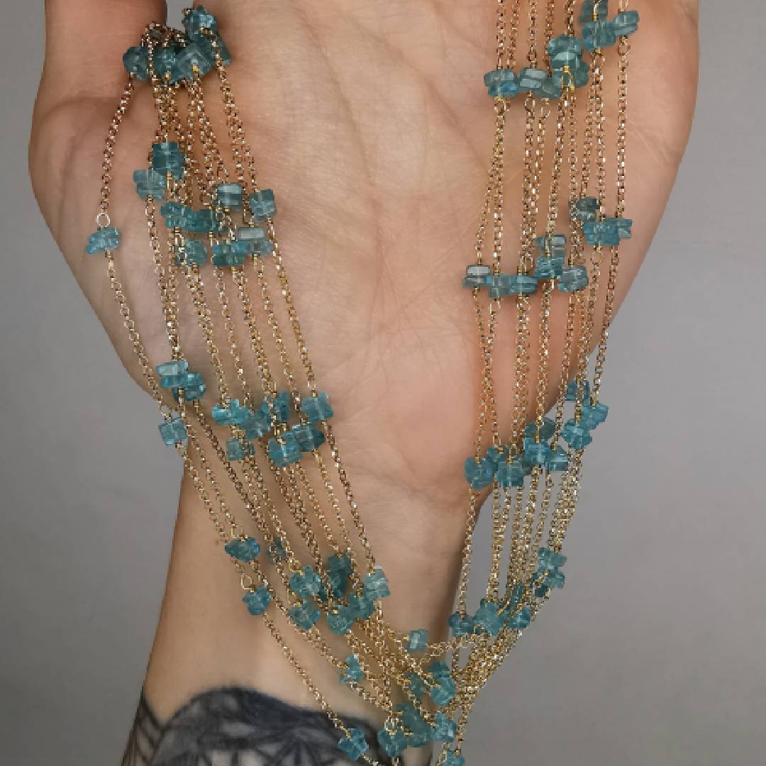Yellow Gold Plated Silver Necklace With Apatite