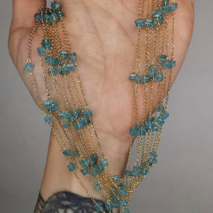Yellow Gold Plated Silver Necklace With Apatite