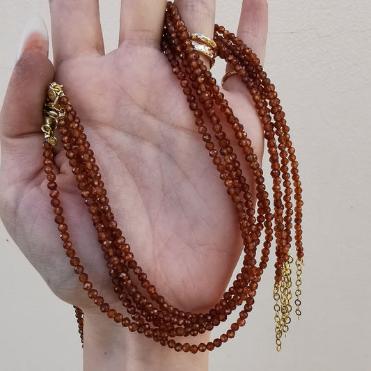 Orange Garnet Necklace Yellow Gold Plated Silver