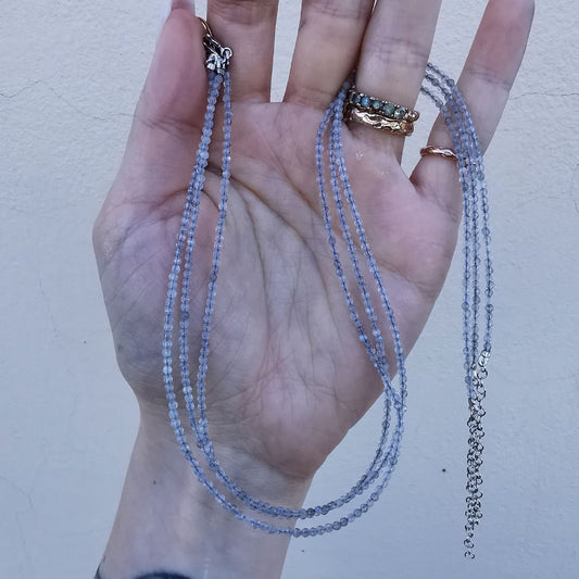 Rhodium Plated Silver Necklace With Labradorite