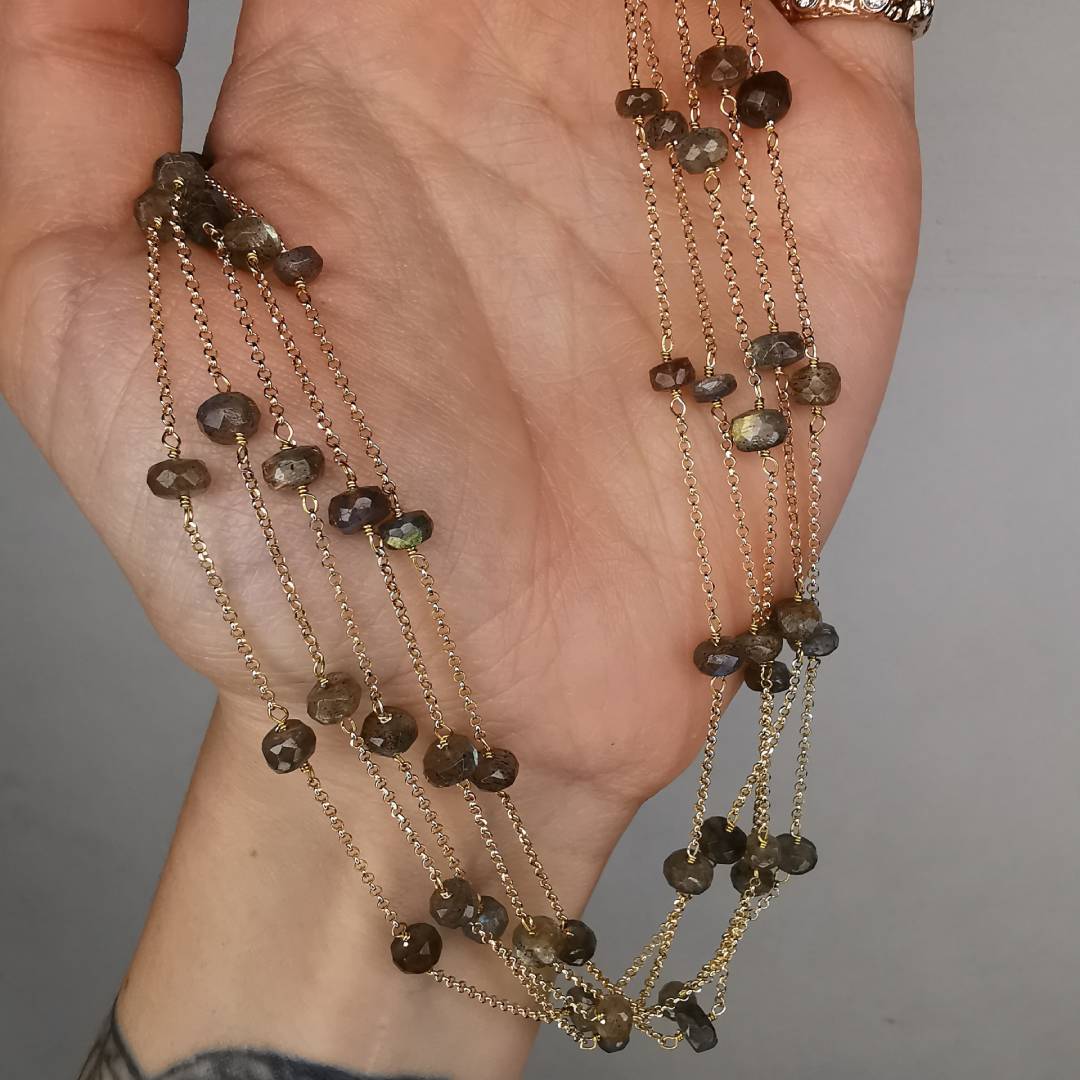 Yellow Gold Plated Silver Necklace With Labradorite