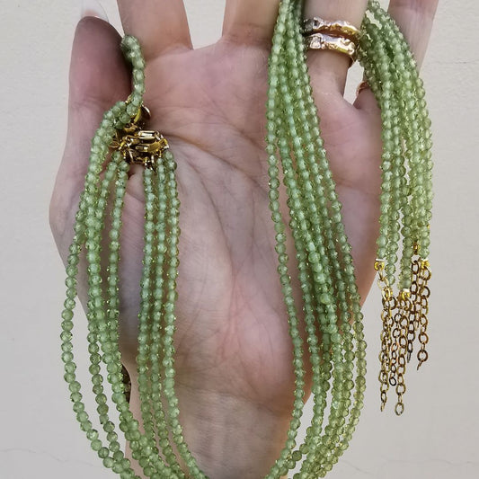 Yellow Gold Plated Silver Necklace With Peridots