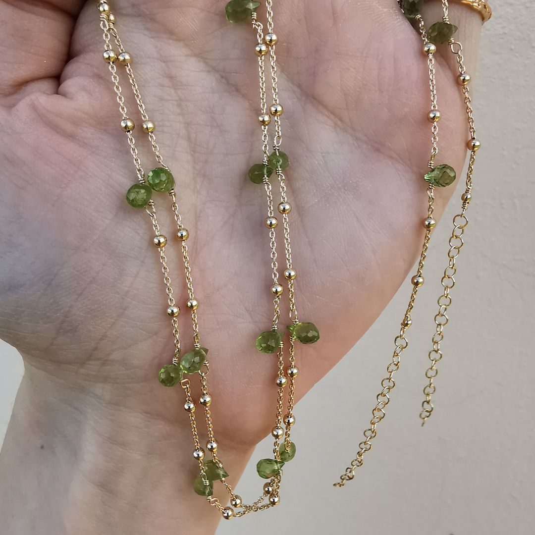 Yellow Gold Plated Silver Necklace With Peridots