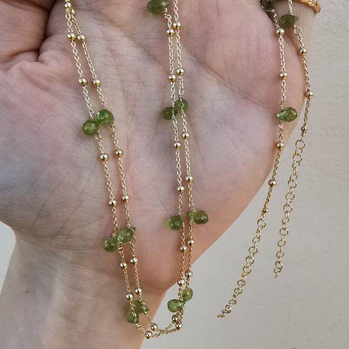 Yellow Gold Plated Silver Necklace With Peridots