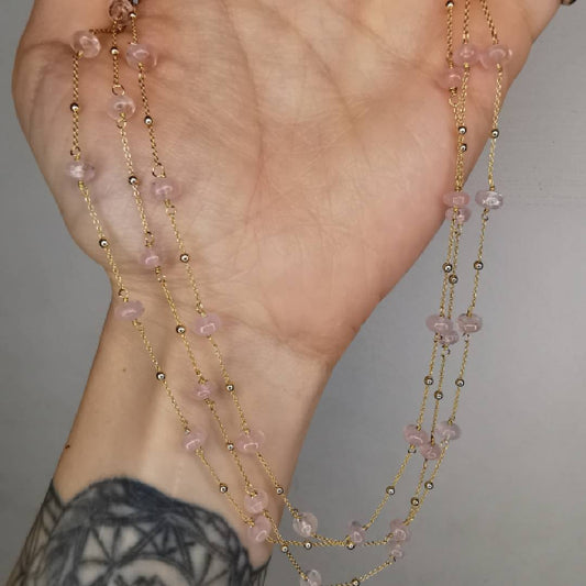 Yellow Gold Plated Silver Necklace With Morganite