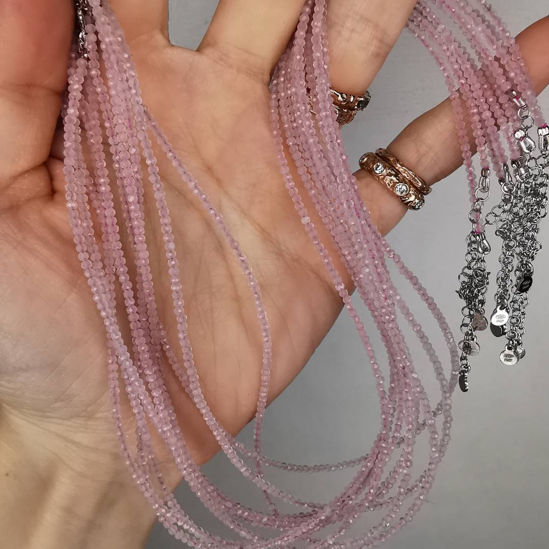 Rose Quartz Silver Necklace