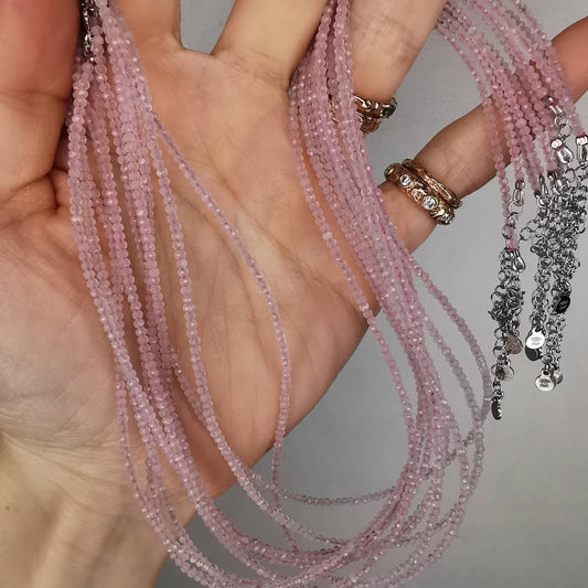 Rose Quartz Silver Necklace