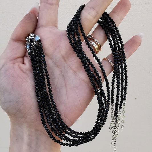 Black Spinel Silver Necklace