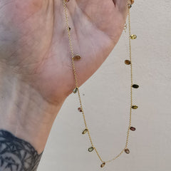 Yellow Gold Plated Silver Necklace With Tourmalines