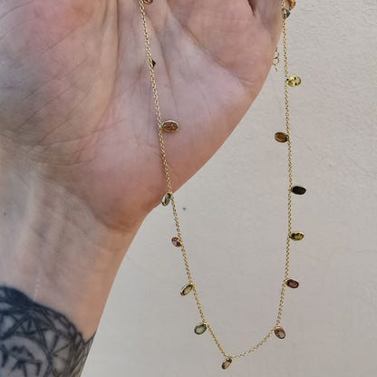 Sidabro Vėrinys Su Turmalinais Paauksuotas Geltonu Auksu