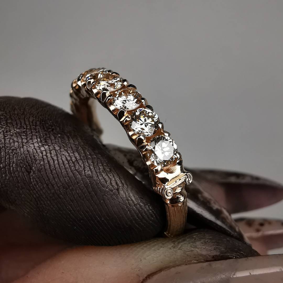 Column I/2 Eternity Rose Gold Ring With 3mm Champagne Diamonds