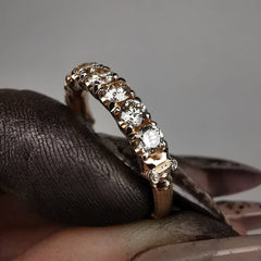 Column I/2 Eternity Rose Gold Ring With 3mm Champagne Diamonds