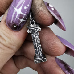 Silver Column Pendant With Silver Chain