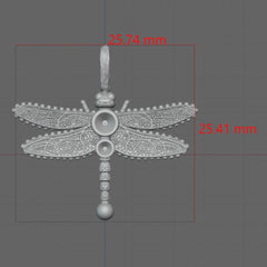 Silver Dragonfly With Sapphire &  Moissanite