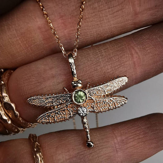 Rose Gold Dragonfly With Sapphire & Lab. Diamond