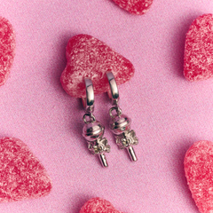 " Lollipop " Silver Earrings With 2,5mm Unheated Green Sapphires