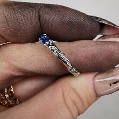 White Gold 1/2 Eternity Ring With Natural Corn Flower Sapphire