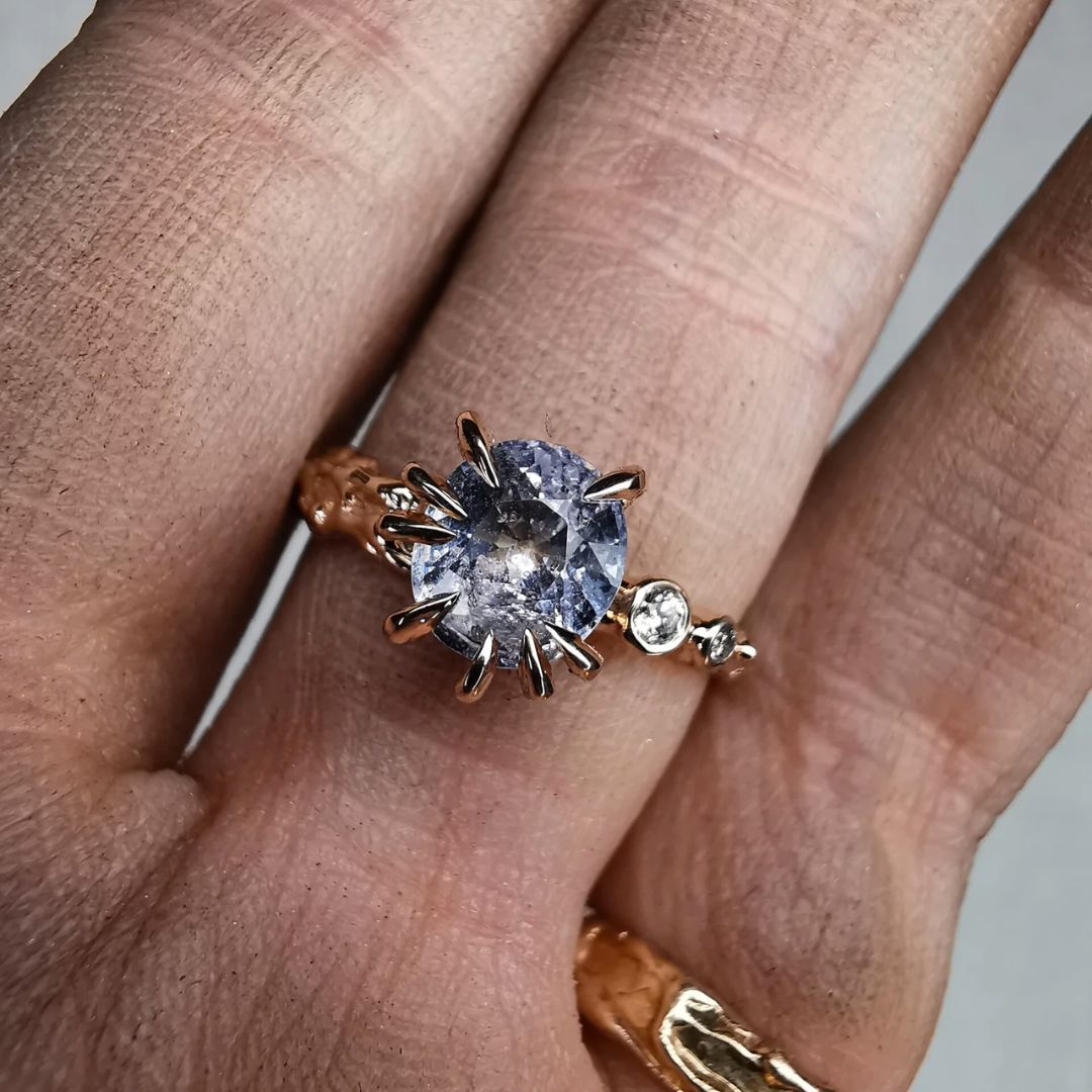 Rose Gold Sapphire & Lab. Diamonds Ring