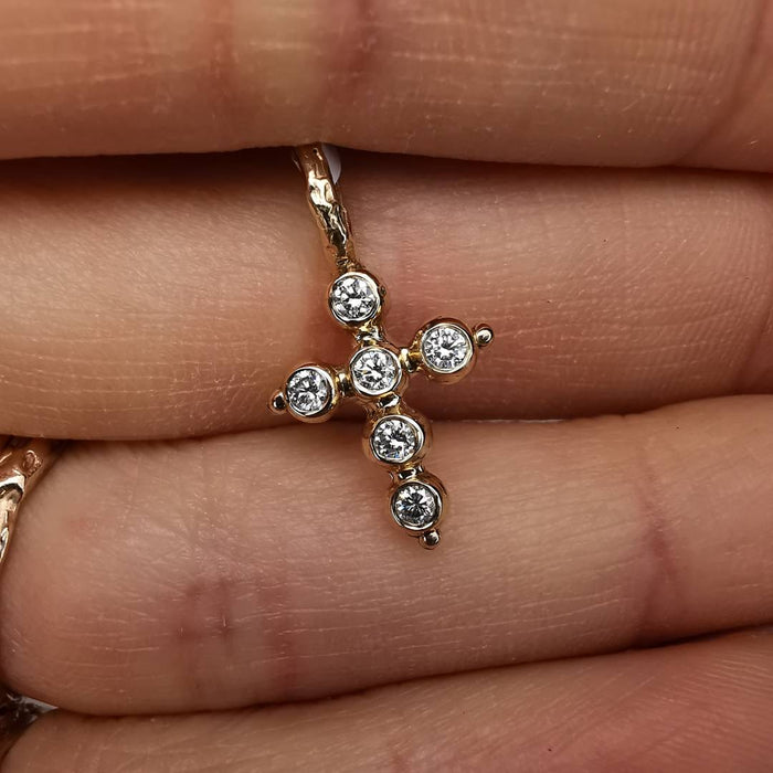 Yellow Gold Cross & Lab. Diamonds