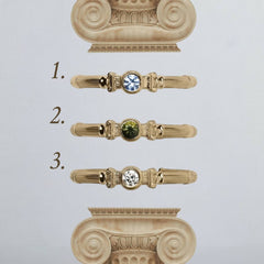 Yellow Gold Column Midi Ring With 3mm Sapphires Or Diamonds