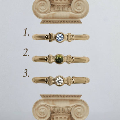  Geltono Aukso Column Midi Žiedas Su Safyrais ir Deimantais