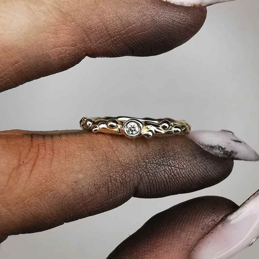 Yellow Gold Ring With 2mm Diamond
