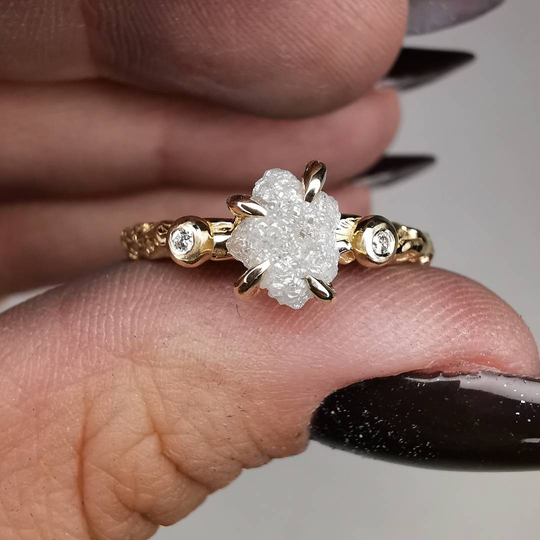 Yellow Gold Signature Ring With Diamonds
