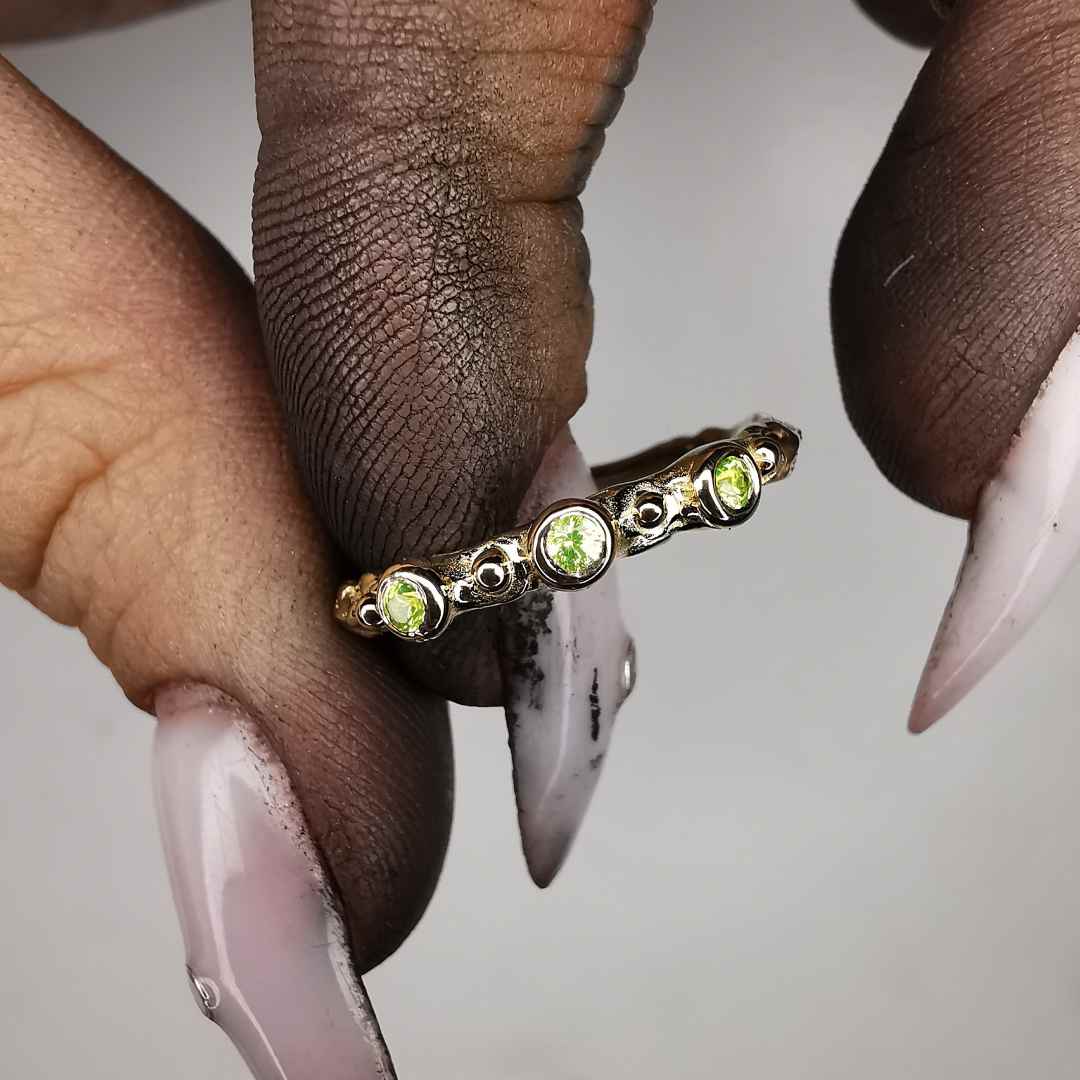 Yellow Gold Ring With LuAG Lab. Garnets