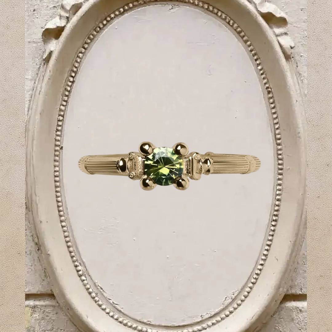 Column IV Geltono Aukso Žiedas Su 5mm Safyru