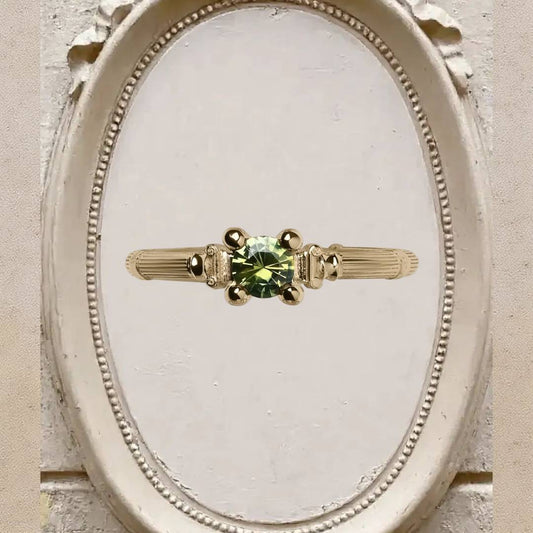 Column IV Geltono Aukso Žiedas Su 5mm Safyru