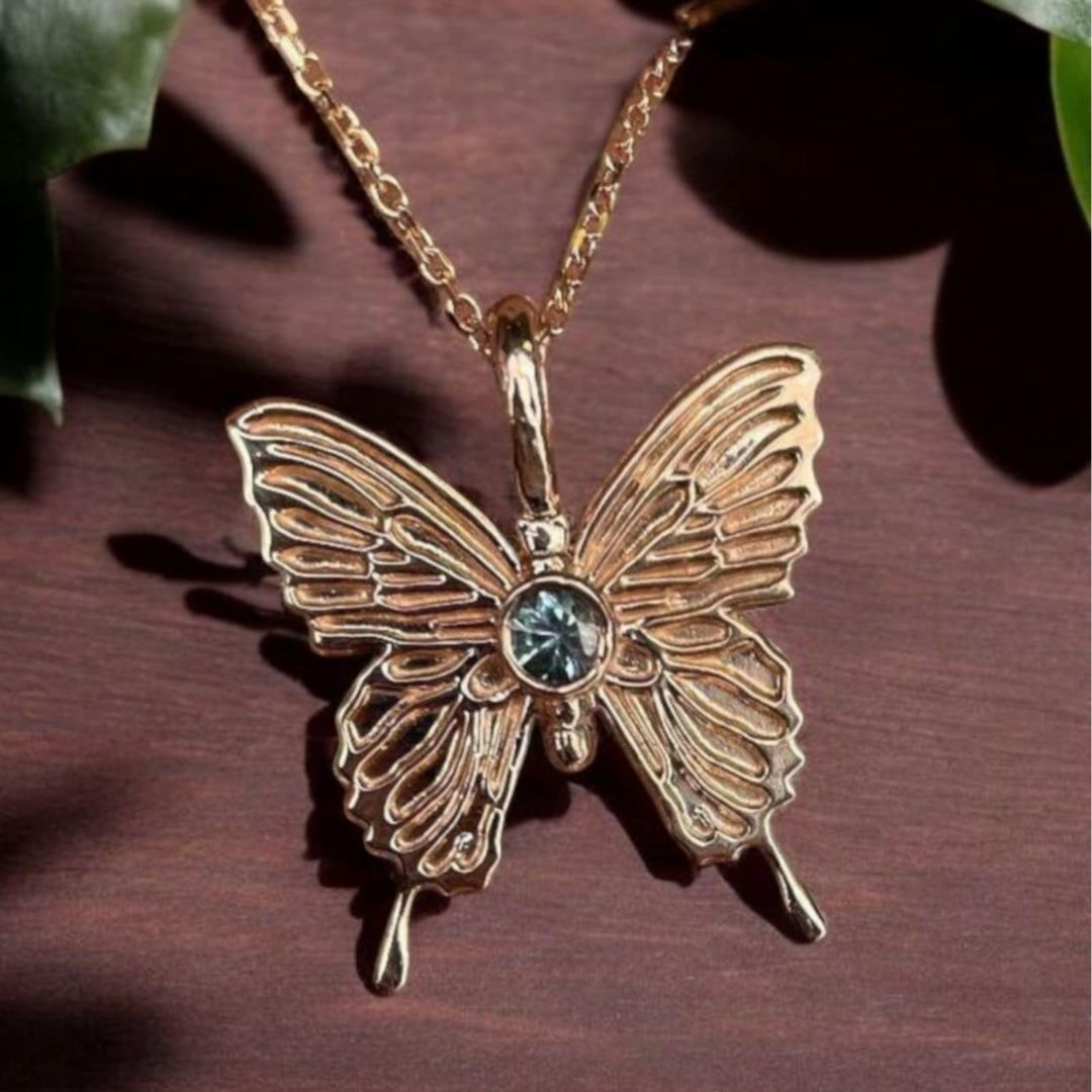 Rose Gold Butterfly With Sapphire